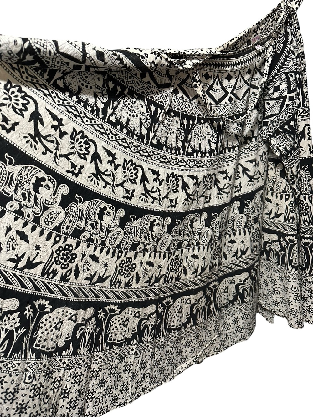 FUNKY PEOPLE Maxi Wrap Skirt Bohemian Black & Cream Size OS - Picture 9 of 10